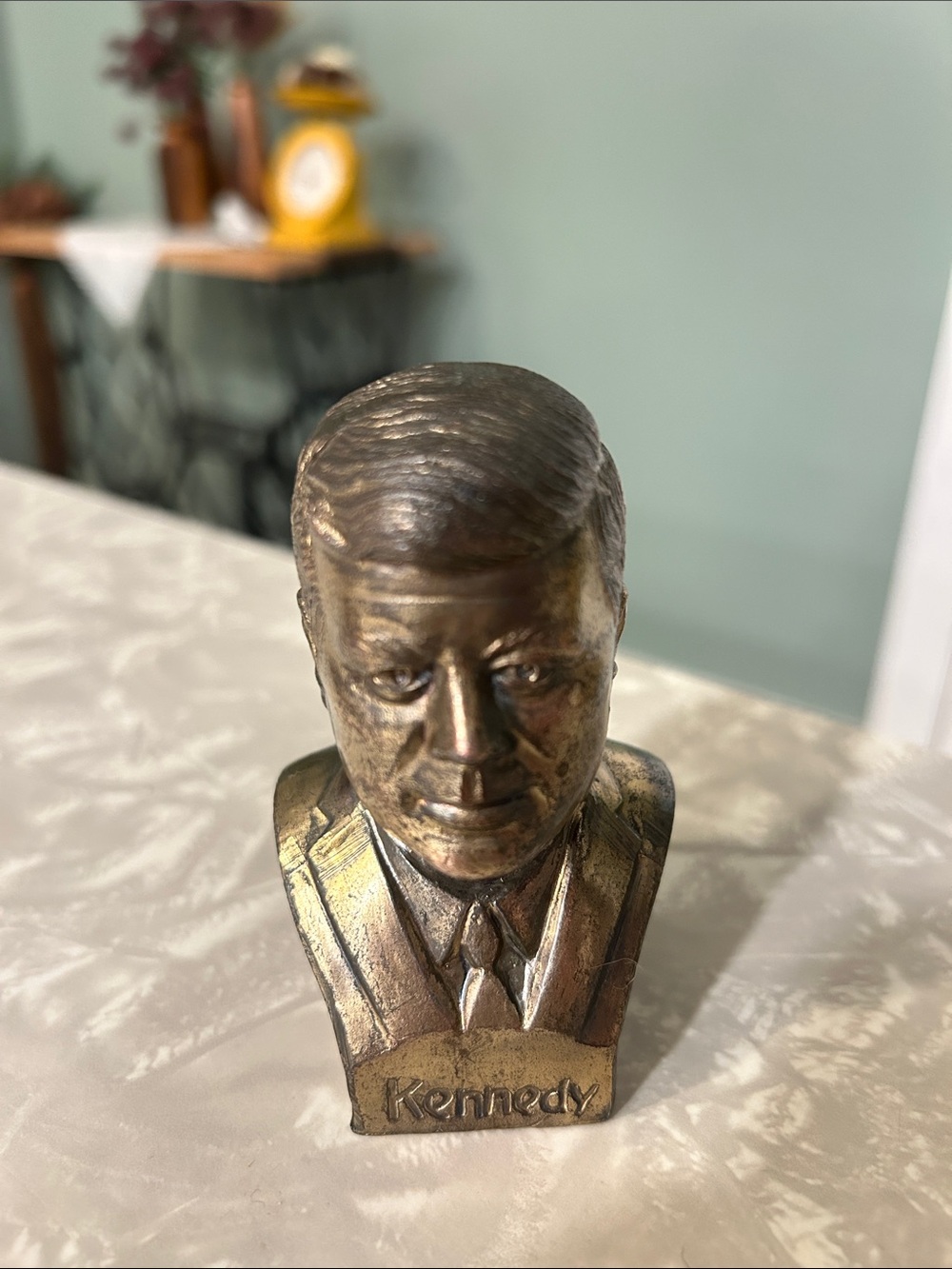 Bronze-Tone Kennedy Bust Decorative Sculpture - Home Art
